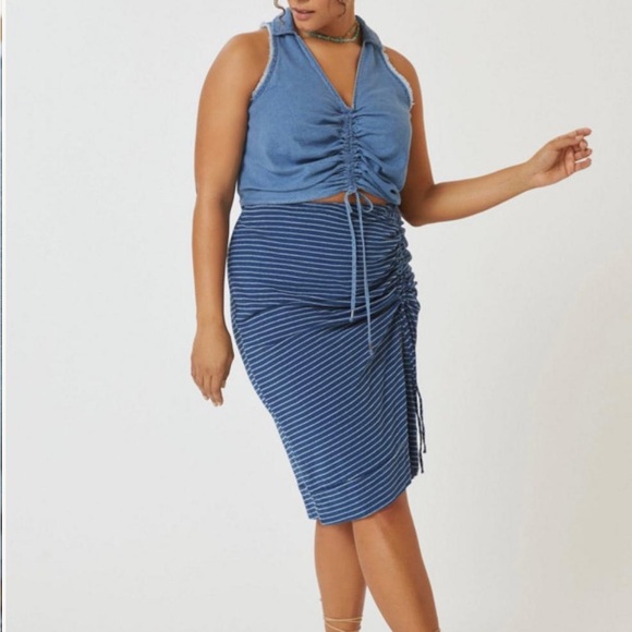 Blue Ruched Women's Top - Picture 4 of 8